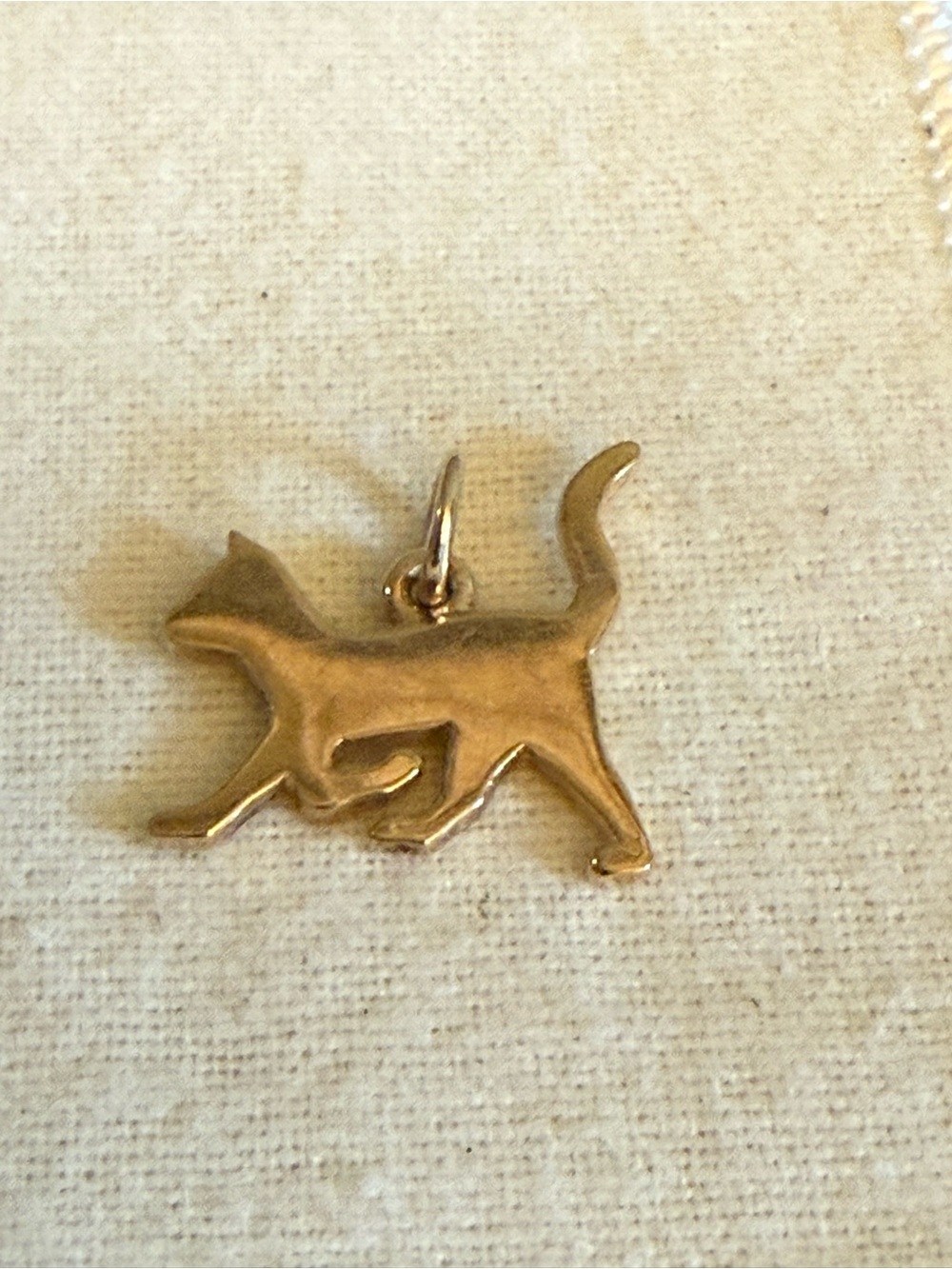 14k Yellow Gold JAMES AVERY Walking Cat Charm Or Pendant
